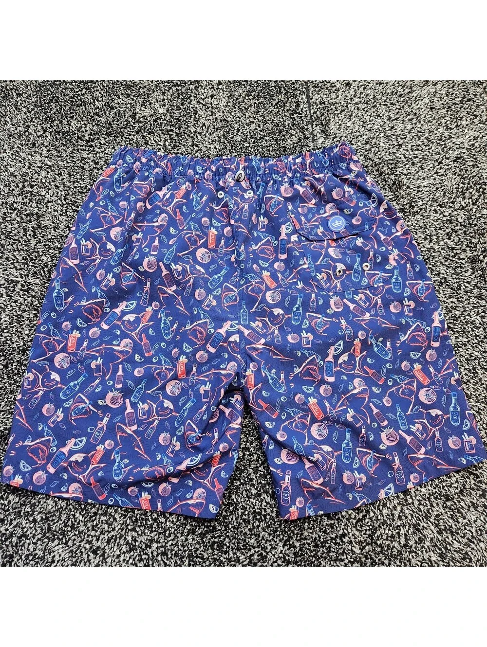 Peter Millar Seaside Swim Trunks Medium Recipe for Disaster Blue Cocktail Print